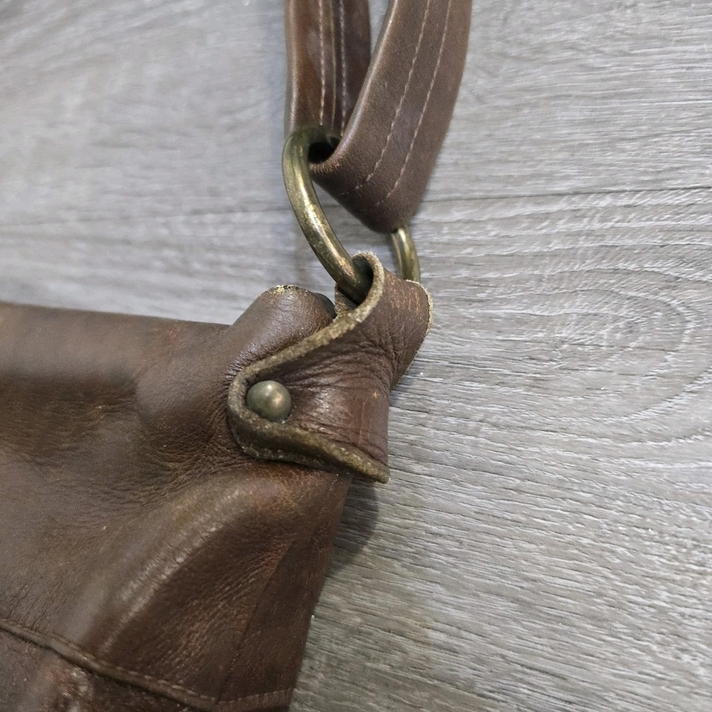 Vintage Casuals By Justin Brown Leather Cowhide Shoulder Bag Purse - Picture 5 of 12